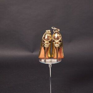 1980s Gold Glam Rock Stiletto Bondage Heels Shoes